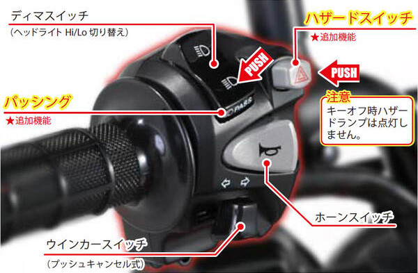 HONDA CT125 新型ハンターカブ(JA55) KITACO（キタコ） ハザード付LハンドルスイッチASSY
