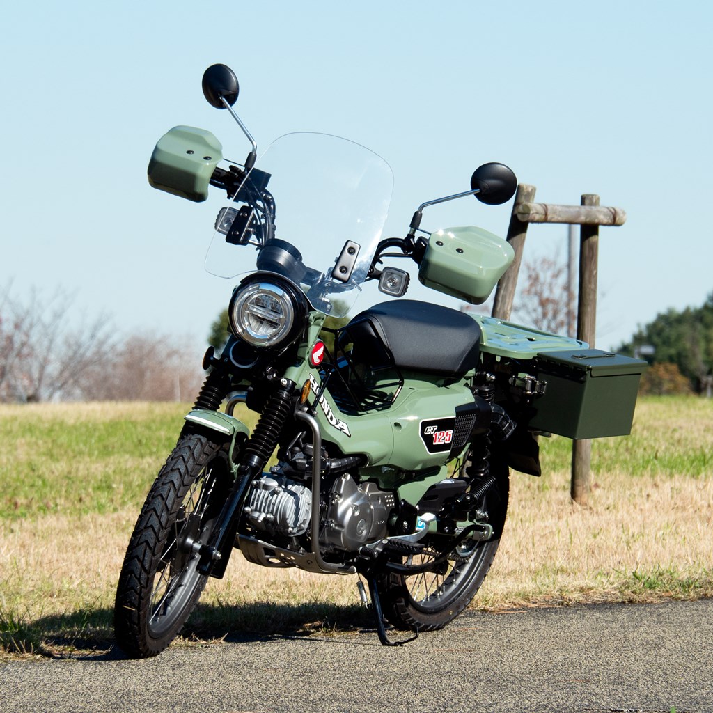 HONDA CT125 新型ハンターカブ(JA55) WORLDWALK（ワールドウォーク）大型ナックルガード パールオーガニックグリーン塗装